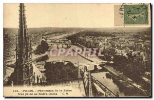 Old Postcard Paris Seine panorama shooting Notre Dame