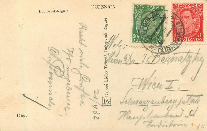 Vintage Postcard Dubrovnik Ragusa Croatia Posted Yugoslavia