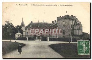 Old Postcard The Rambouillet Chateau presidential residence main entrance