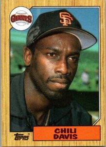 1987 Topps Baseball Card Chili Davis San Francisco Giants sk3382