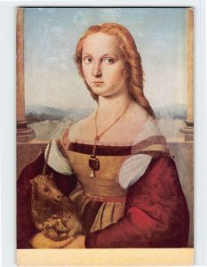 Postcard Ritratto di giovane donna con liocorno By Raffaello Sanzio, Rome, Italy