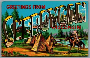 Postcard Wisconsin c1957 Greetings from Sheboygan Large Letter Multi View