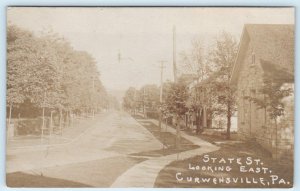 RPPC CURWENSVILLE, Pennsylvania PA~ STATE STREET looking East 1900s UDB Postcard