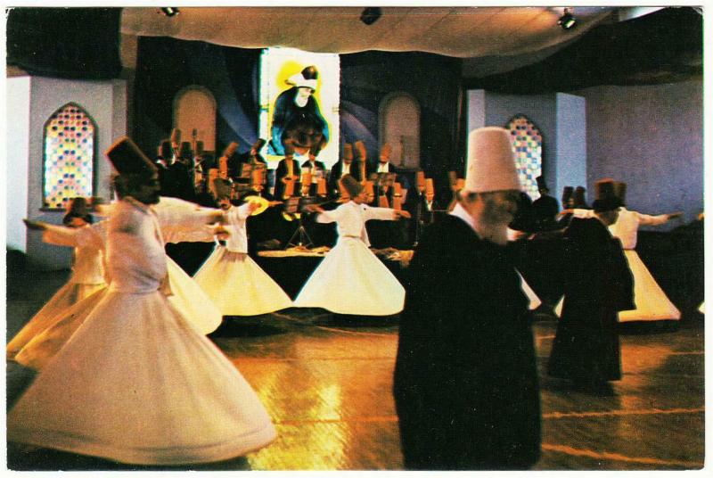 Whirling Dervishes in Konya Turkey c.1980s Postcard