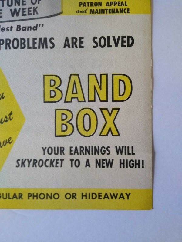 Chicago Coin Band Box Jukebox FLYER 1952 Original Animated Manikin Musicians NOS