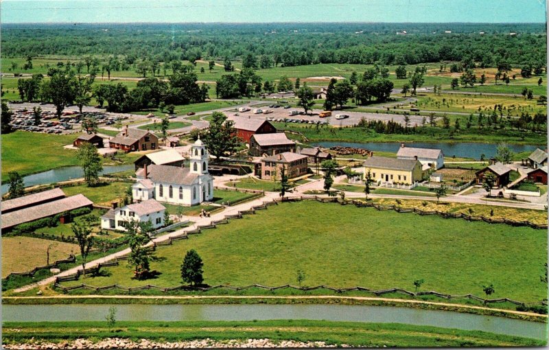 VINTAGE POSTCARD BIRD'S EYE VIEW OF AN UPPER CANADA VILLAGE AT MORRISBURG OTARIO