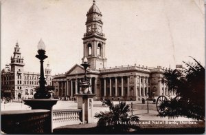 South Africa Post Office and Natal Banks Durban Vintage RPPC C040