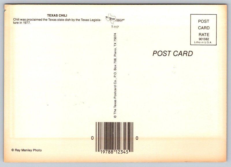 Cowboys  Texas Chili Recipe     Postcard