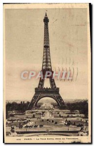 Old Postcard Paris Eiffel Tower taken from the Trocadero
