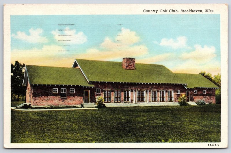 Vintage Postcard 1943 Country Gold Club House Greenfield Brookhaven Mississippi