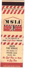 Fisk, Salem Tire Service, Oregon, Vintage Matchbook Cover