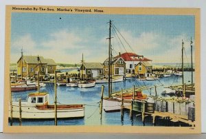Martha's Vineyard Mass Menemsha By The Sea Linen Postcard J3
