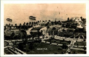 RPPC Aerial View Bayfront Park Amphitheater Miami Florida FL UNP Postcard C8