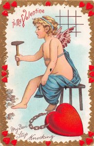 F39/ Valentine's Day Love Holiday Postcard c1910 Cupid Heart Chain 8