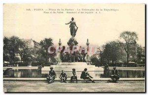 Old Postcard Paris Place de la Nation Triumph of the Republic Children