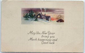 Postcard - May the New Year bring you Much happiness and Good Luck - Art Print