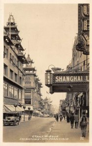 RPPC CHINATOWN Grant Avenue Shanghai Low San Francisco ca 1930s Vintage Postcard