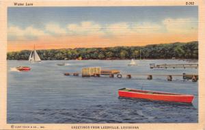 LEESVILLE LOUISIANA~WATER LURE~BOATING~SAILING GREETINGS POSTCARD 1940s