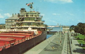 Postcard The Edward B. Green Passing Threough The Locks Sault St. Marie Michigan