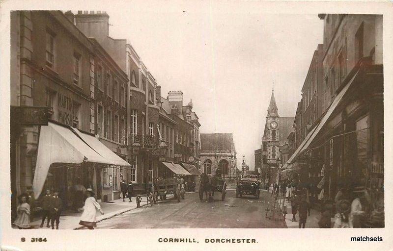 C-1910 Street Scene Cornhill  Dorchester UK RPPC Real photo postcard 13197