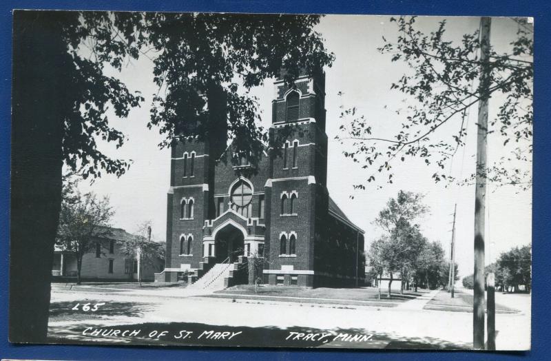 St Mary's Church Tracy Minnesota mn real photo postcard RPPC