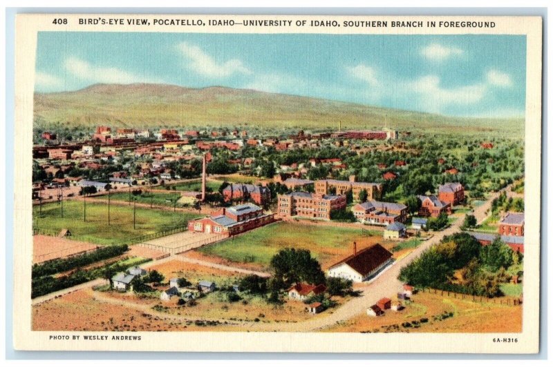 c1930's Bird's Eye View Pocatello Idaho University Of Idaho Vintage Postcard