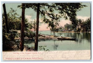 1916 Eel Bay Boat Canoe Fishing Lake Thousand Islands New York Vintage Postcard