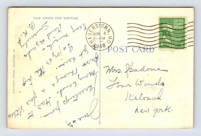 Hagerstown Maryland, MD City Park and Lake Postcard 1948