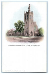 Davenport Iowa IA Postcard St. John's Methodist Episcopal Church Exterior c1905