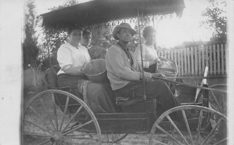 J81/ Interesting RPPC Postcard c1910 Wagon Berry Picking Farmers 360