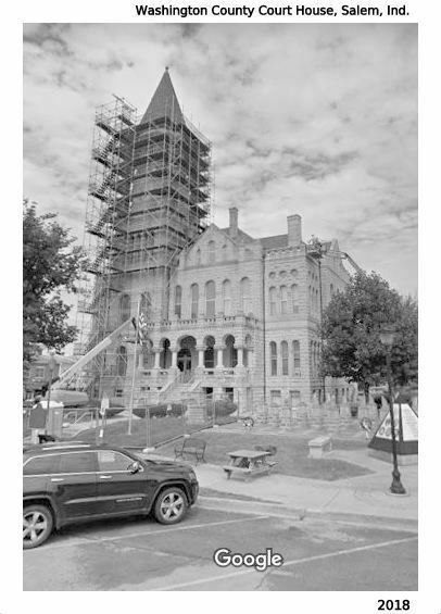 Salem Indiana~Open Cone Belltower~Washington County Courthouse~1931 B&W