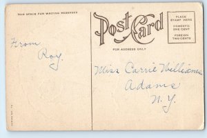 c1910's Christmas Child Girl Wreath Berries Embossed Adams New York NY Postcard