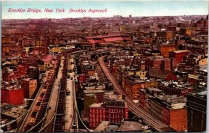 Postcard NY New York Brooklyn Bridge Aerial View Brooklyn Approach ~1910 S46