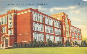 WEST ORANGE, New Jersey NJ    CENTRAL AVENUE HIGH SCHOOL   1940 Linen Postcard