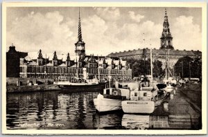 Kobenhavn Borsen Copenhagen Denmark Boats & Ships Real Photo RPPC Postcard