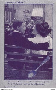 Spooners Delight, Woman proposing a kiss, Rhyme, 1900-10s