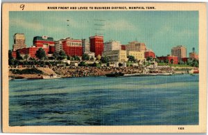 River Front and Levee to Business District Memphis TN c1939 Vintage Postcard C33