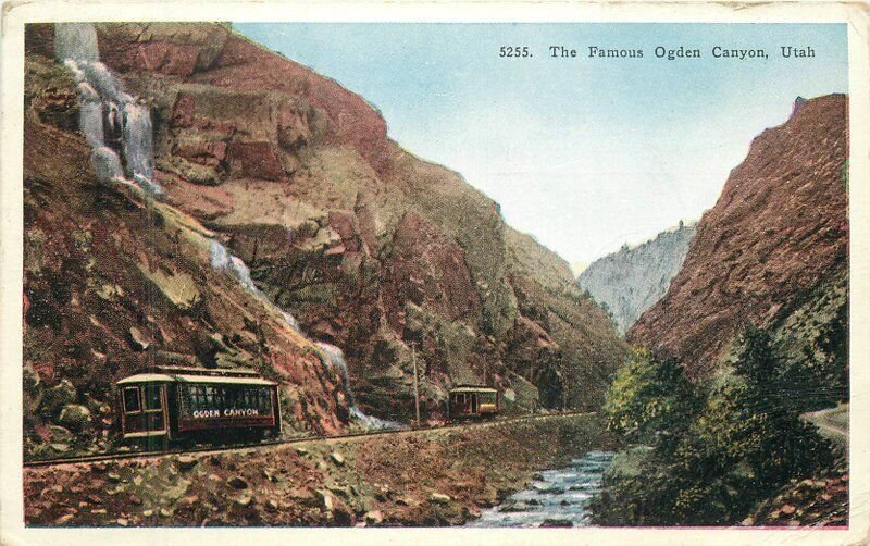 Utah Famous Ogden Canyon Trains #5255 Postcard Carpenter 22-7021