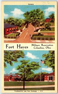 Entrance, Headquarters & Post Exchange, Fort Hays Military Reservation - Ohio