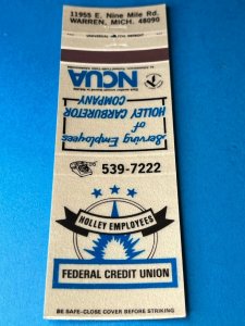 Matchbook Cover Holley Carburetor Co Federal Credit Union Warren, Michigan MB166