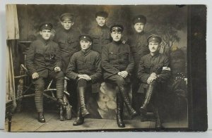 RPPC Estonian War Armoured Handsome Group Soldiers Real Photo Postcard 019