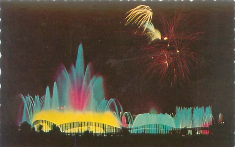 New York World's Fair Fountain of Planets Night View Chrome Postcard Unused