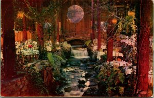 Brook Through Brookdale Lodge Dining Room Santa Cruz CA Chrome Postcard UNP A2