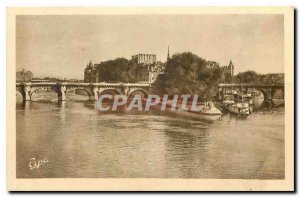 Old Postcard By the Seine Visiting Paris Pont Neuf and Square du Vert galant