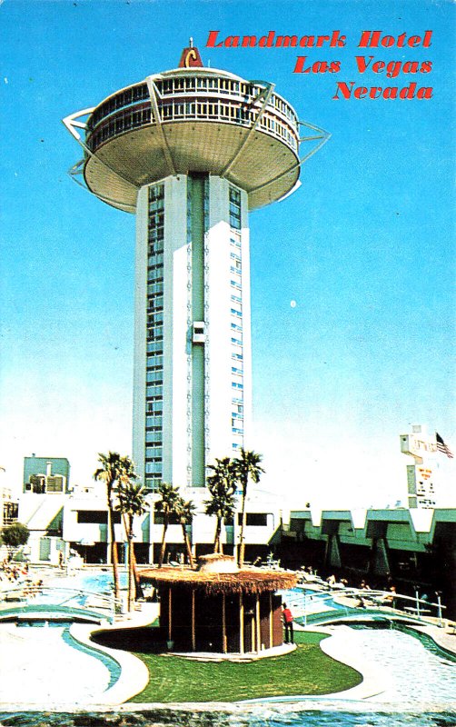 Las Vegas CA Landmark Hotel 31 Story Ski Top Postcard