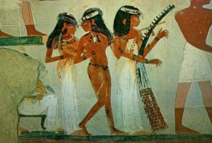 Postcard  Musician Girls Photo of Nakht  Heiroglyphs Painting  1425  S1