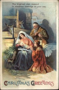 Christmas Int'l Art Mary and Angel with Baby Jesus c1910 Vintage Postcard