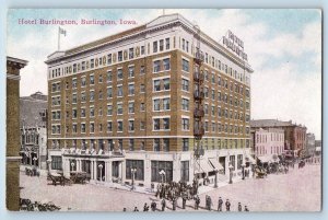 Burlington Iowa IA Postcard Hotel Burlington Building Exterior c1910's Antique