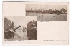 Harbor Ships Jack Knife Bridge Buffalo New York 1905c postcard