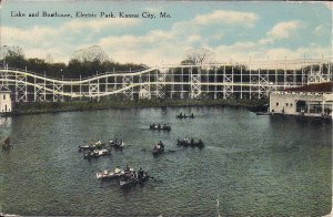 Kansas City MO AMUSEMENT PARK, 1911, Electric Park Roller Coaster, Canoes